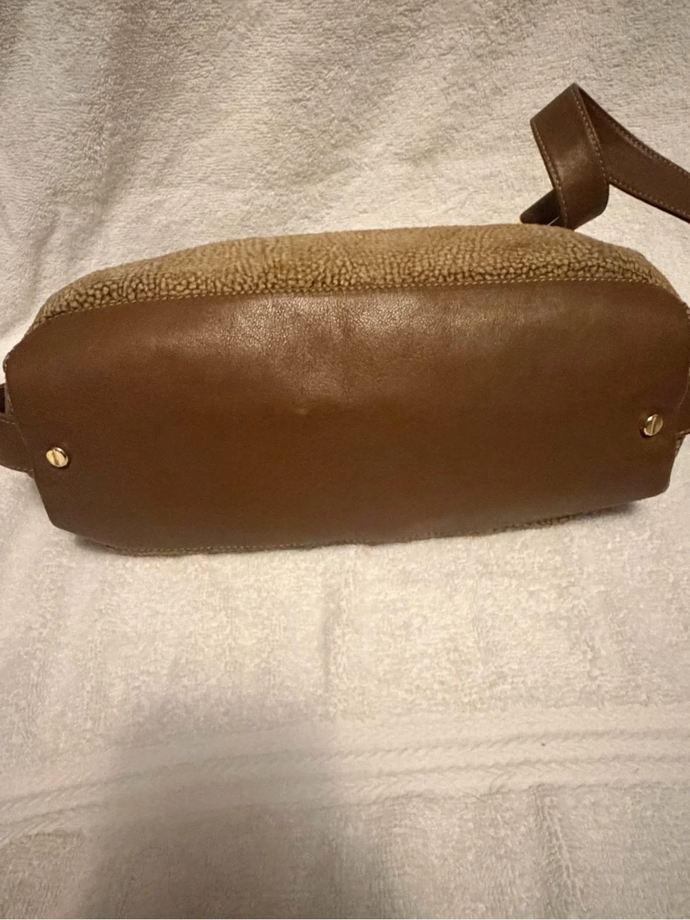Borbonese Textured Brown Shoulder Bag with Adjustable Strap